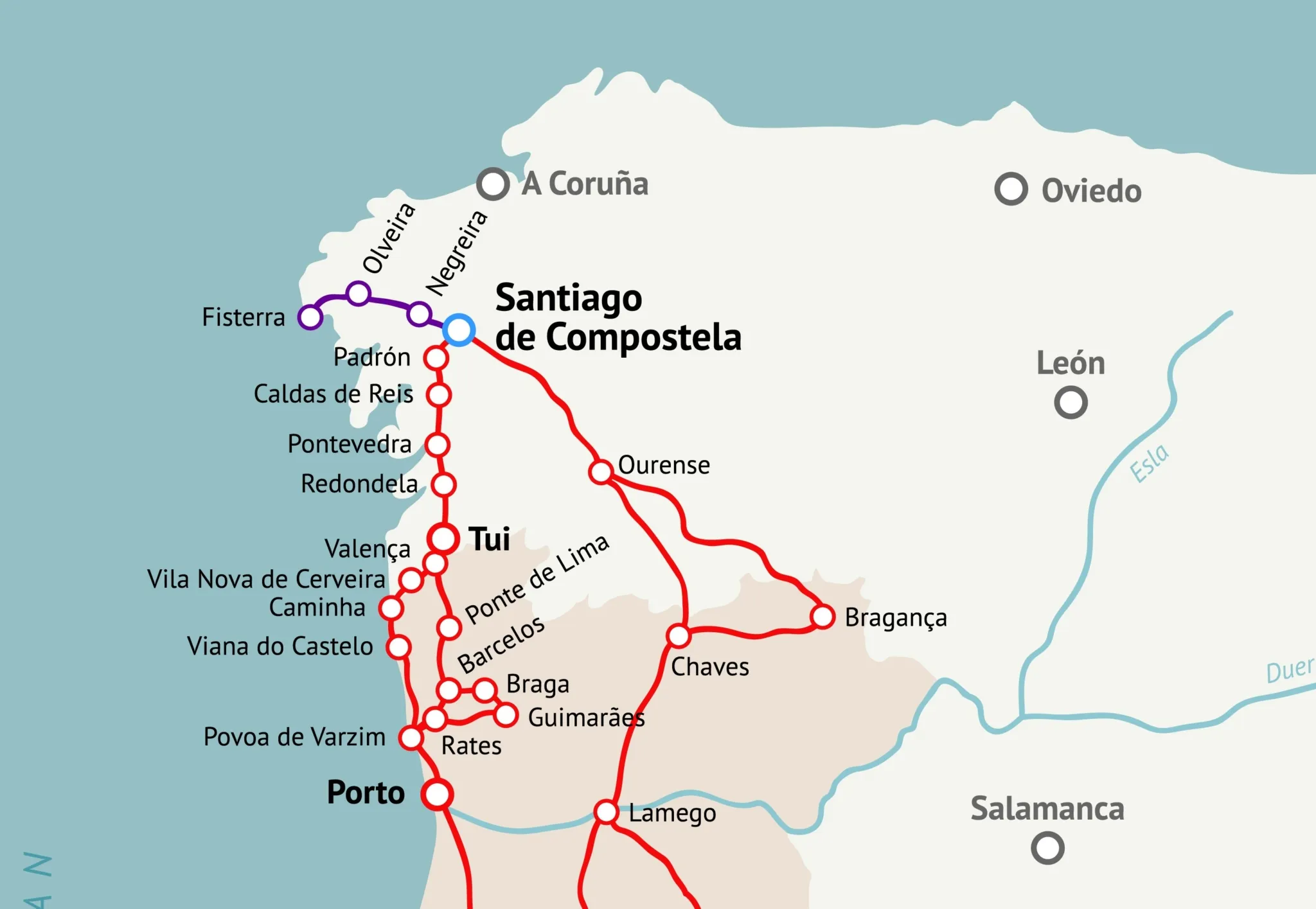 Way of St. James Portugal map